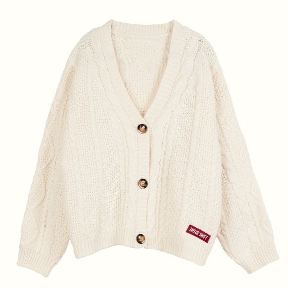 Taylor Swift Red Taylors Version Cardigan Cable Knit Sweater Stars (Size XS/SM) - Picture 2 of 7